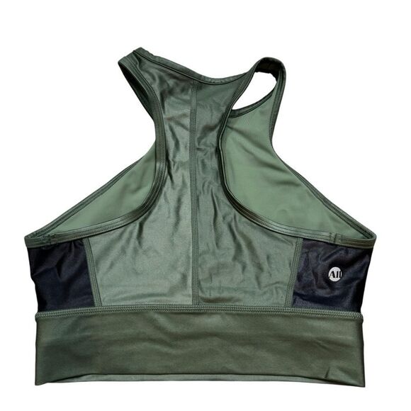 Ladies All Access Shimmer Zipper Front Sports Bra Green Size XS - Picture 6 of 9